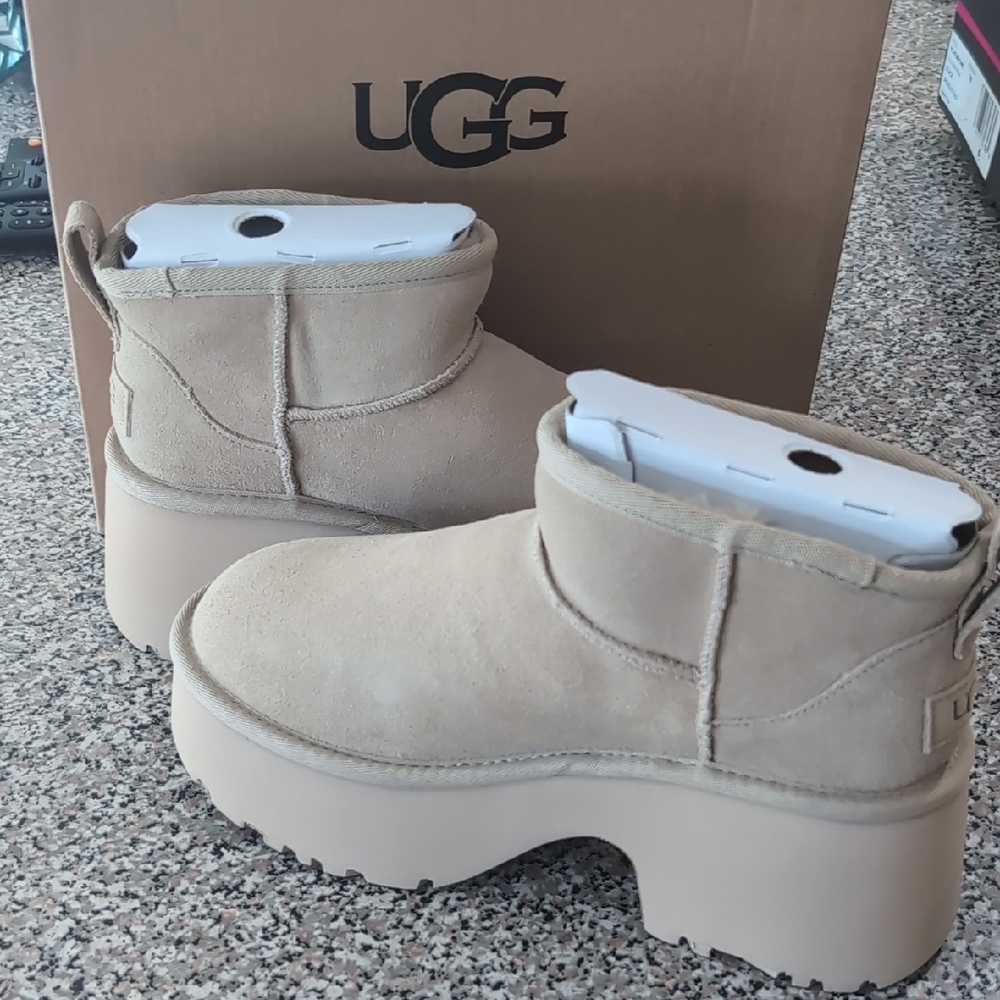 UGG Tan Platform Shoes with Chunky Sole